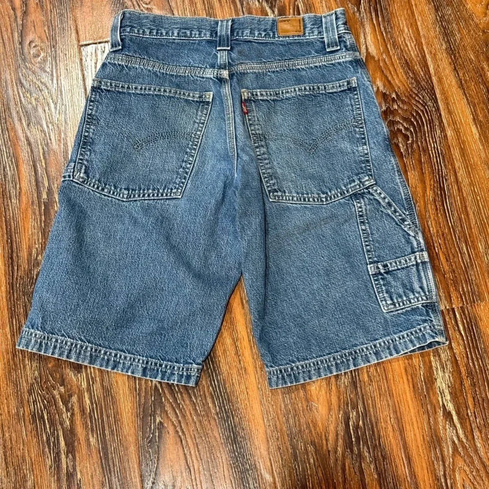 Levis Kids Size 14 Regular Carpenter Denim Shorts Blue Medium Wash - STAIN
